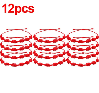 Adjustable Red String Bracelets - Handmade Lucky 7 Knots Amulet Jewelry for Couples  Friends - ZOOMNSTORE