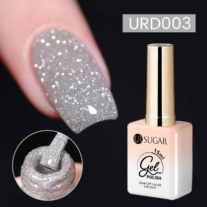Silver Reflective Nail Gel Polish - 15ml Shining Glitter Soak Off UV Gel for Nail Art - ZOOMNSTORE