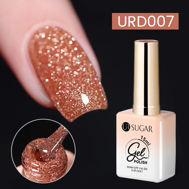 Silver Reflective Nail Gel Polish - 15ml Shining Glitter Soak Off UV Gel for Nail Art - ZOOMNSTORE