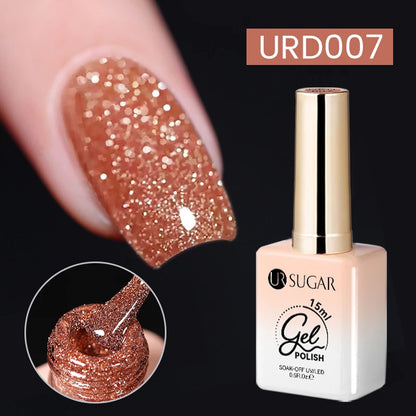 Silver Reflective Nail Gel Polish - 15ml Shining Glitter Soak Off UV Gel for Nail Art - ZOOMNSTORE