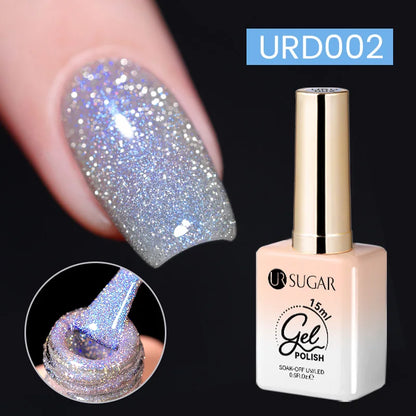 Silver Reflective Nail Gel Polish - 15ml Shining Glitter Soak Off UV Gel for Nail Art - ZOOMNSTORE