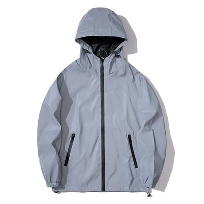 Reflective Windbreaker Jacket - Men's Waterproof Zipper Coat | Outdoor Casual Double Fabric - ZOOMNSTORE