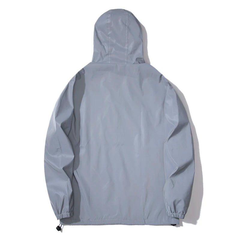 Reflective Windbreaker Jacket - Men's Waterproof Zipper Coat | Outdoor Casual Double Fabric - ZOOMNSTORE