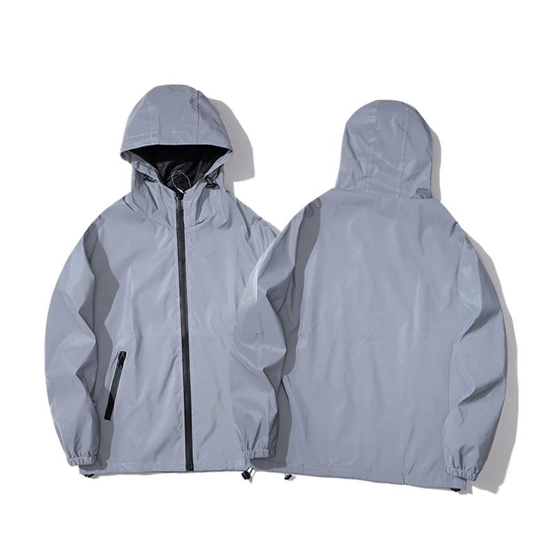 Reflective Windbreaker Jacket - Men's Waterproof Zipper Coat | Outdoor Casual Double Fabric - ZOOMNSTORE