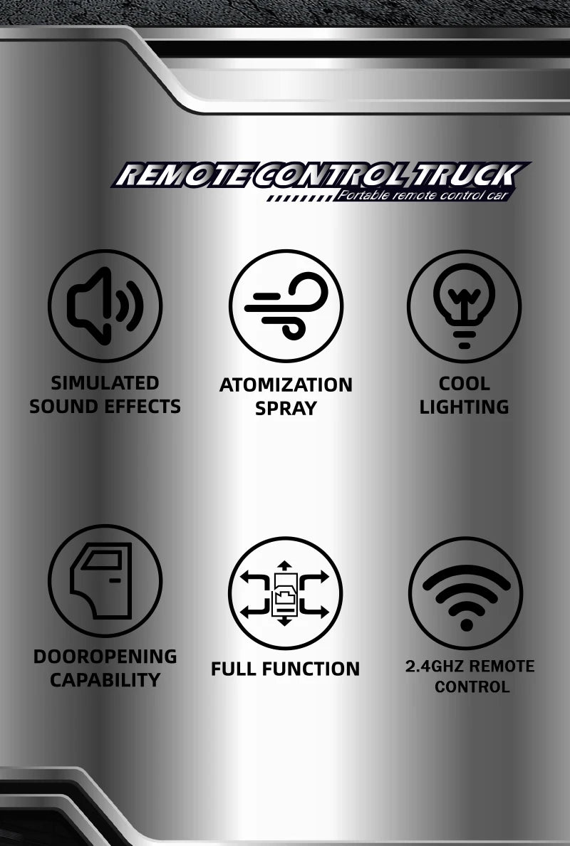 KF21 Remote Control Car - 116 Drift  Climb Truck with Spray  LED Lights for Kids - ZOOMNSTORE