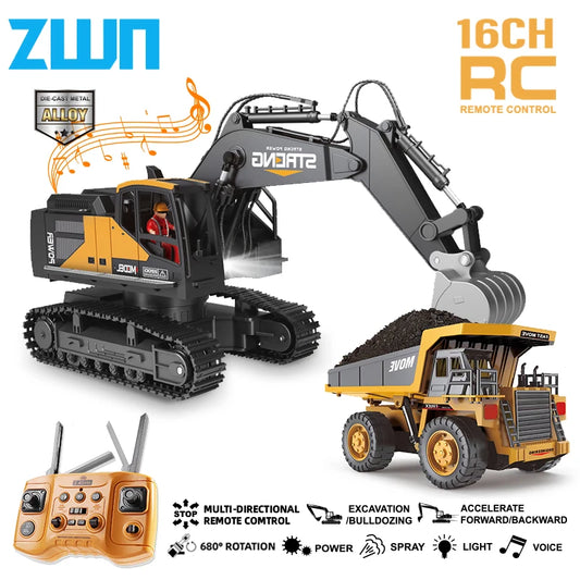 RC Excavator Dump Truck - Alloy Construction Vehicle Toy for Kids - ZOOMNSTORE