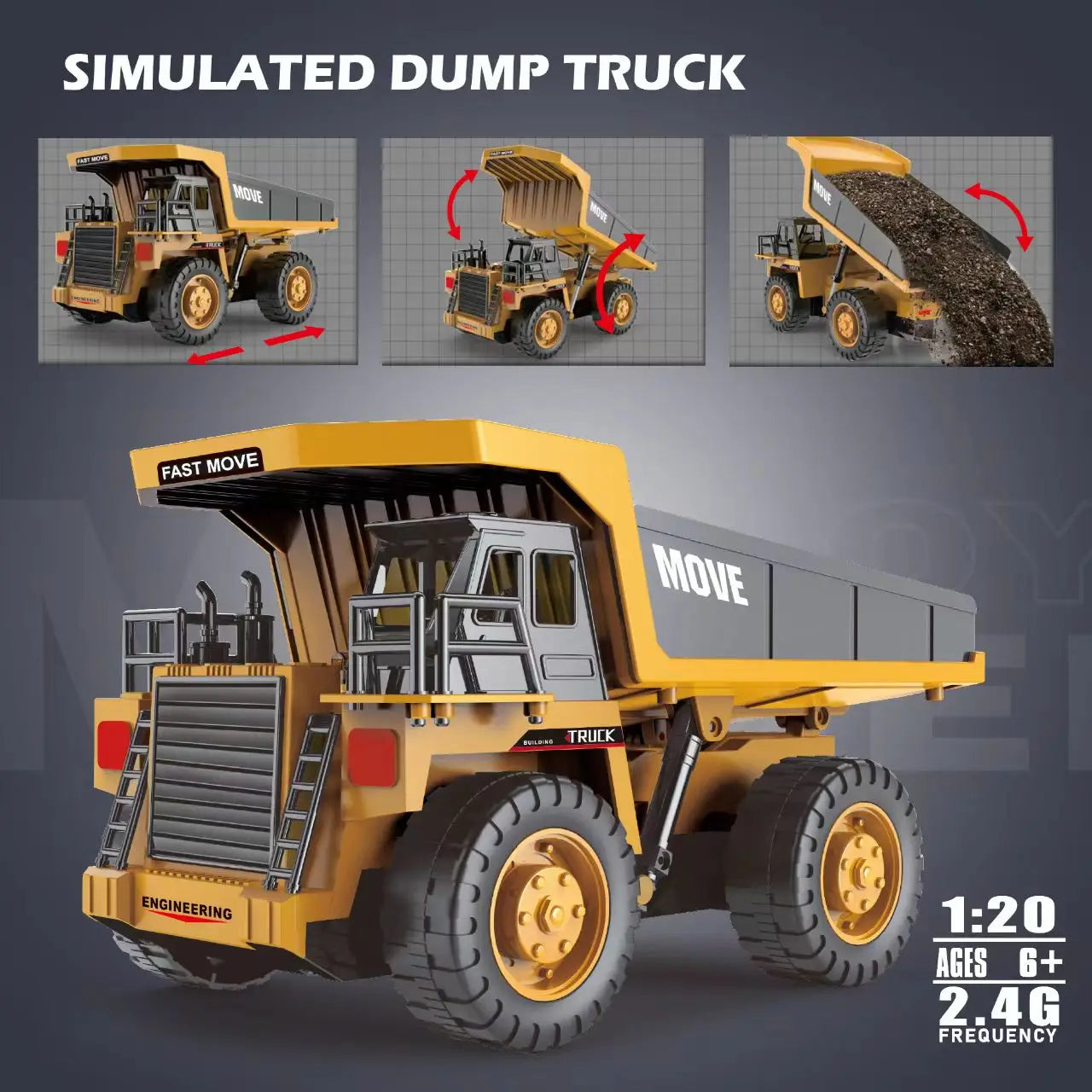 RC Excavator Dump Truck - Alloy Construction Vehicle Toy for Kids - ZOOMNSTORE