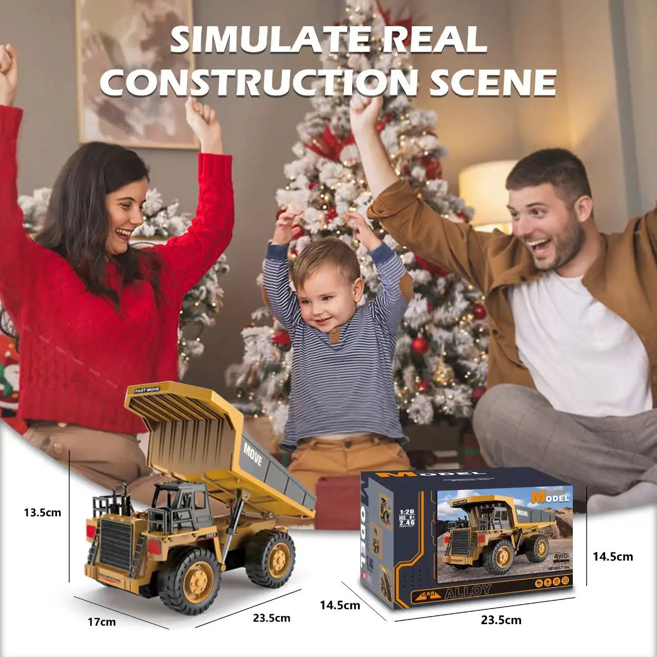 RC Excavator Dump Truck - Alloy Construction Vehicle Toy for Kids - ZOOMNSTORE