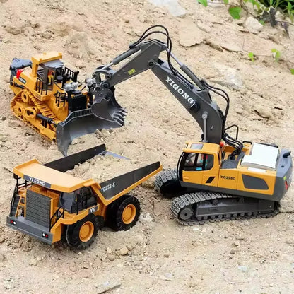 Remote Control Excavator Dump Truck - RC Alloy Plastic Construction Toy for Kids - ZOOMNSTORE