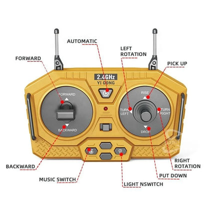 Remote Control Excavator Dump Truck - RC Alloy Plastic Construction Toy for Kids - ZOOMNSTORE