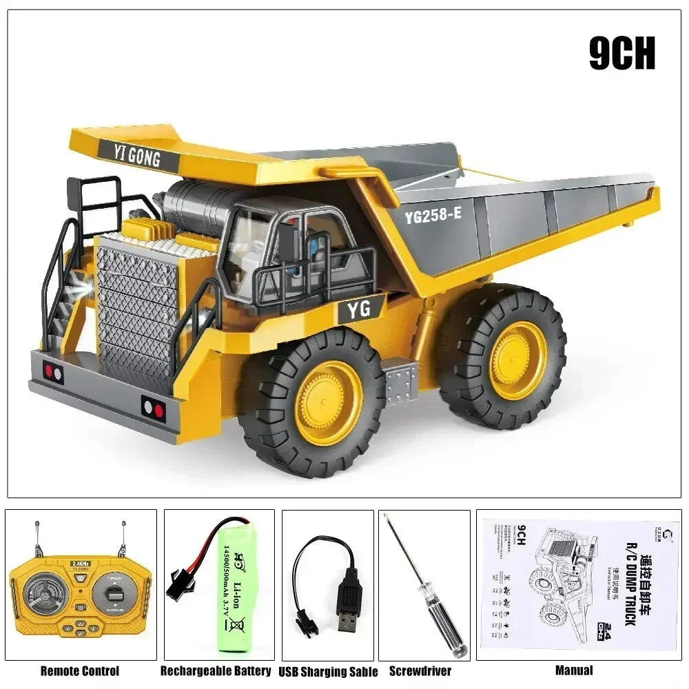 Remote Control Excavator Dump Truck - RC Alloy Plastic Construction Toy for Kids - ZOOMNSTORE