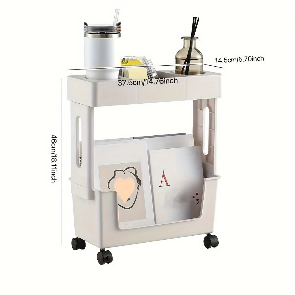 5-Tier Rolling Magazine and Book Storage Rack - Mobile Bookshelf for Classroom and Office - ZOOMNSTORE