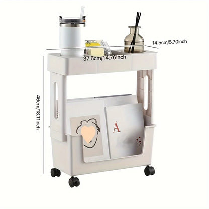 5-Tier Rolling Magazine and Book Storage Rack - Mobile Bookshelf for Classroom and Office - ZOOMNSTORE