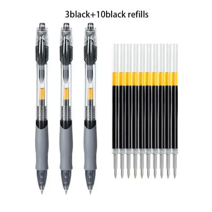 13/30pcs Retractable Gel Pens Set Black/Red/Blue Ink Ballpoint for Writing Refills Office Accessories School Supplies Stationery - ZOOMNSTORE