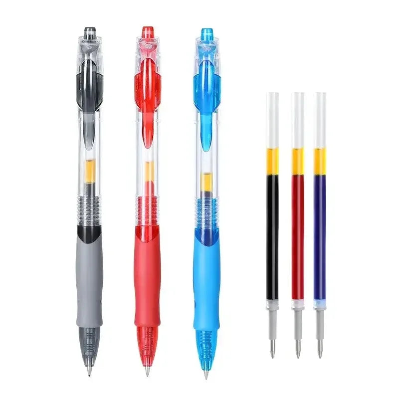 13/30pcs Retractable Gel Pens Set Black/Red/Blue Ink Ballpoint for Writing Refills Office Accessories School Supplies Stationery - ZOOMNSTORE