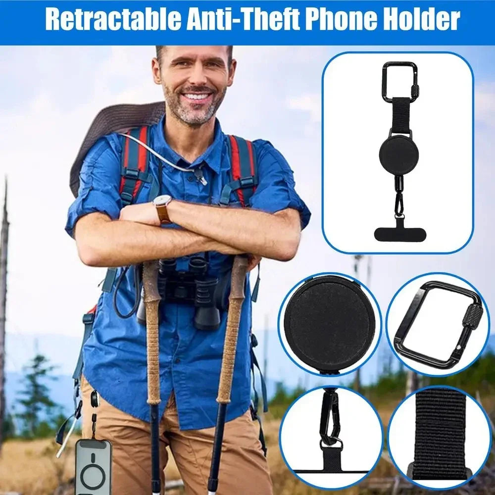 Retractable Phone Tether – Anti-Theft Phone Holder With Belt Clip | Adjustable Outdoor Safety Lanyard - ZOOMNSTORE