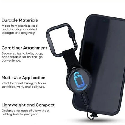 Retractable Phone Tether – Anti-Theft Phone Holder With Belt Clip | Adjustable Outdoor Safety Lanyard - ZOOMNSTORE