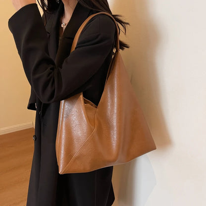 Retro 2-in-1 Shoulder Bag - Large Capacity PU Leather Tote for Women - ZOOMNSTORE