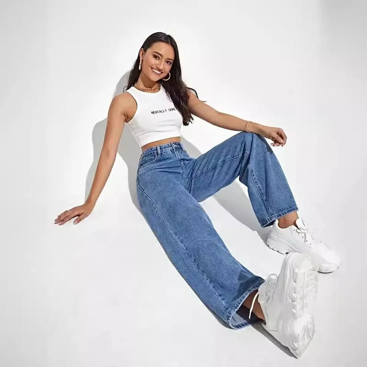 Retro Blue Jeans - Women's Y2K Flare High Waisted Pants With Pockets | Casual Denim - ZOOMNSTORE