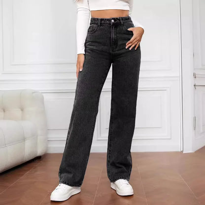 Retro Blue Jeans - Women's Y2K Flare High Waisted Pants With Pockets | Casual Denim - ZOOMNSTORE