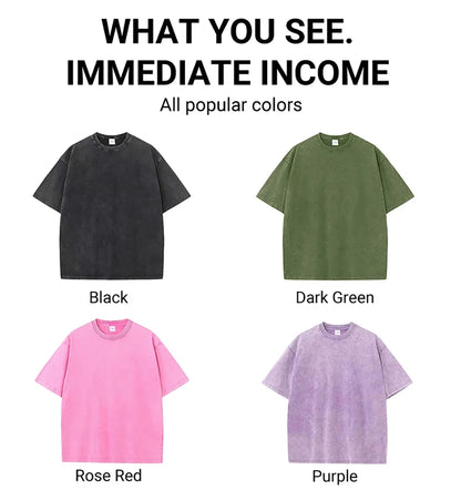 Retro Cotton T Shirt - Vintage Washed Oversized Tee | Breathable Summer Streetwear - ZOOMNSTORE