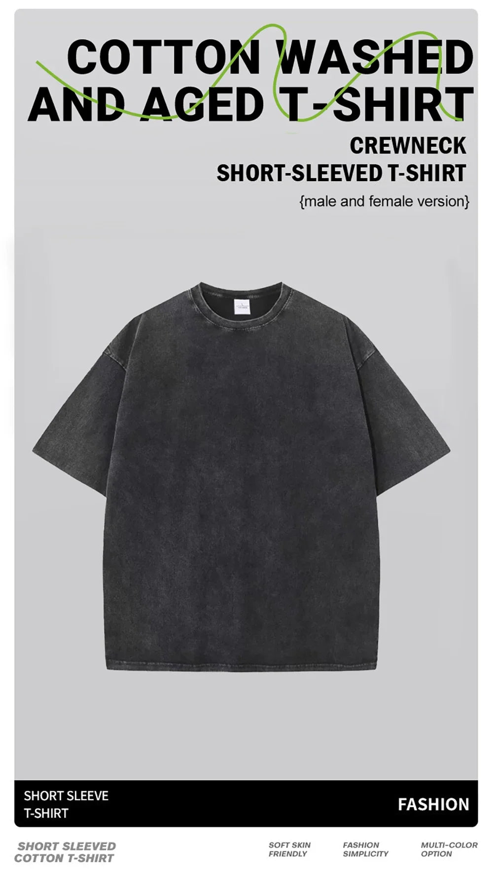 Retro Cotton T Shirt - Vintage Washed Oversized Tee | Breathable Summer Streetwear - ZOOMNSTORE