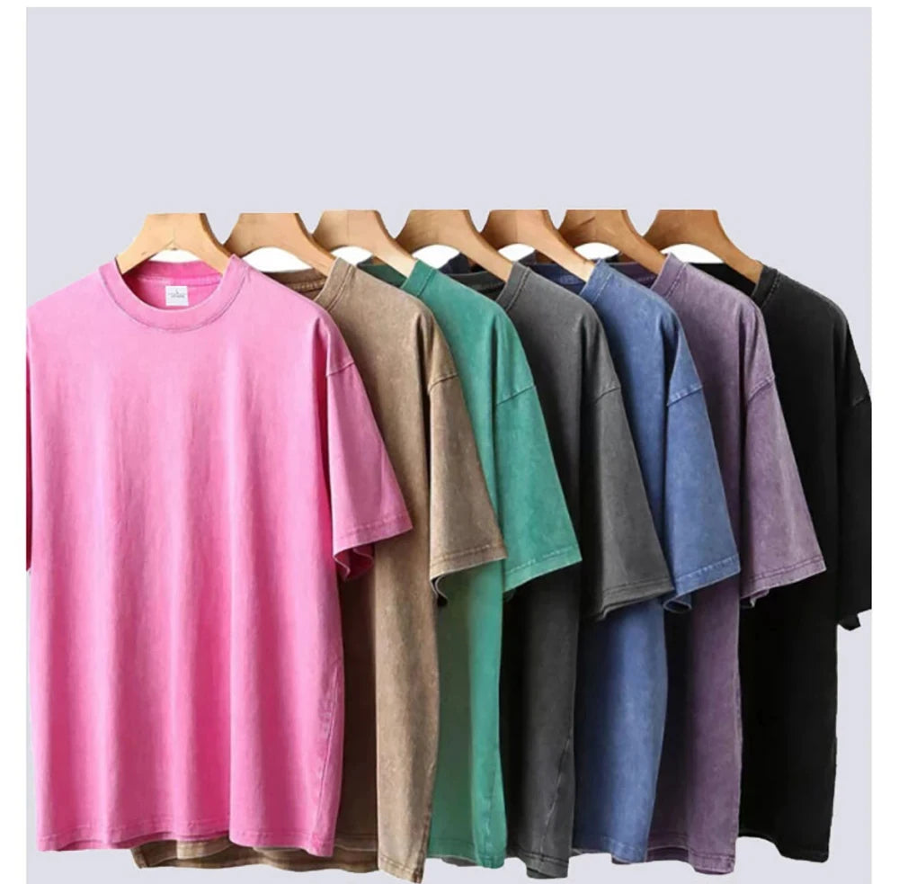 Retro Cotton T Shirt - Vintage Washed Oversized Tee | Breathable Summer Streetwear - ZOOMNSTORE