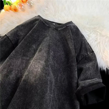 Retro Cotton T Shirt - Vintage Washed Oversized Tee | Breathable Summer Streetwear - ZOOMNSTORE