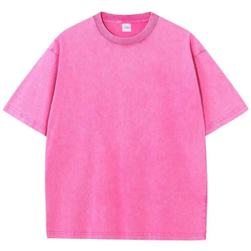 Retro Cotton T Shirt - Vintage Washed Oversized Tee | Breathable Summer Streetwear - ZOOMNSTORE