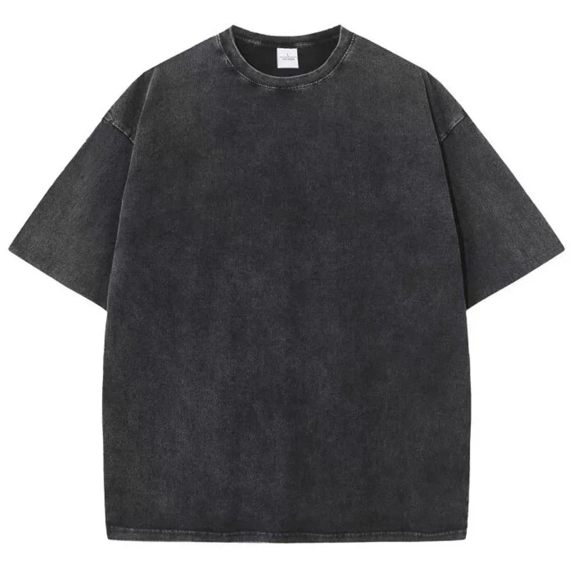 Retro Cotton T Shirt - Vintage Washed Oversized Tee | Breathable Summer Streetwear - ZOOMNSTORE