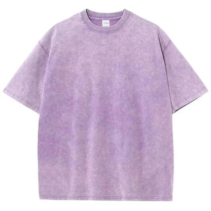 Retro Cotton T Shirt - Vintage Washed Oversized Tee | Breathable Summer Streetwear - ZOOMNSTORE