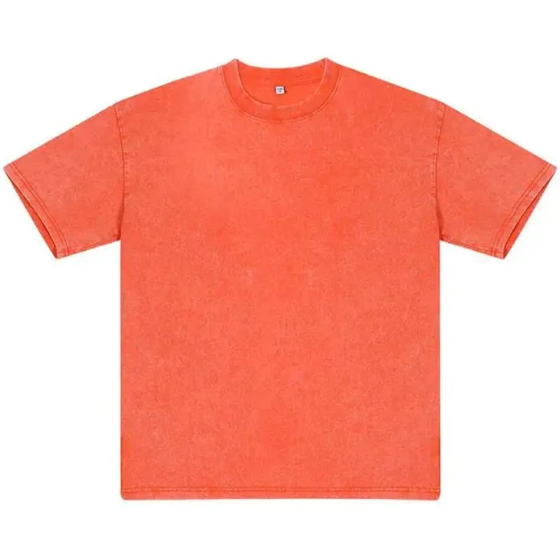 Retro Cotton T Shirt - Vintage Washed Oversized Tee | Breathable Summer Streetwear - ZOOMNSTORE
