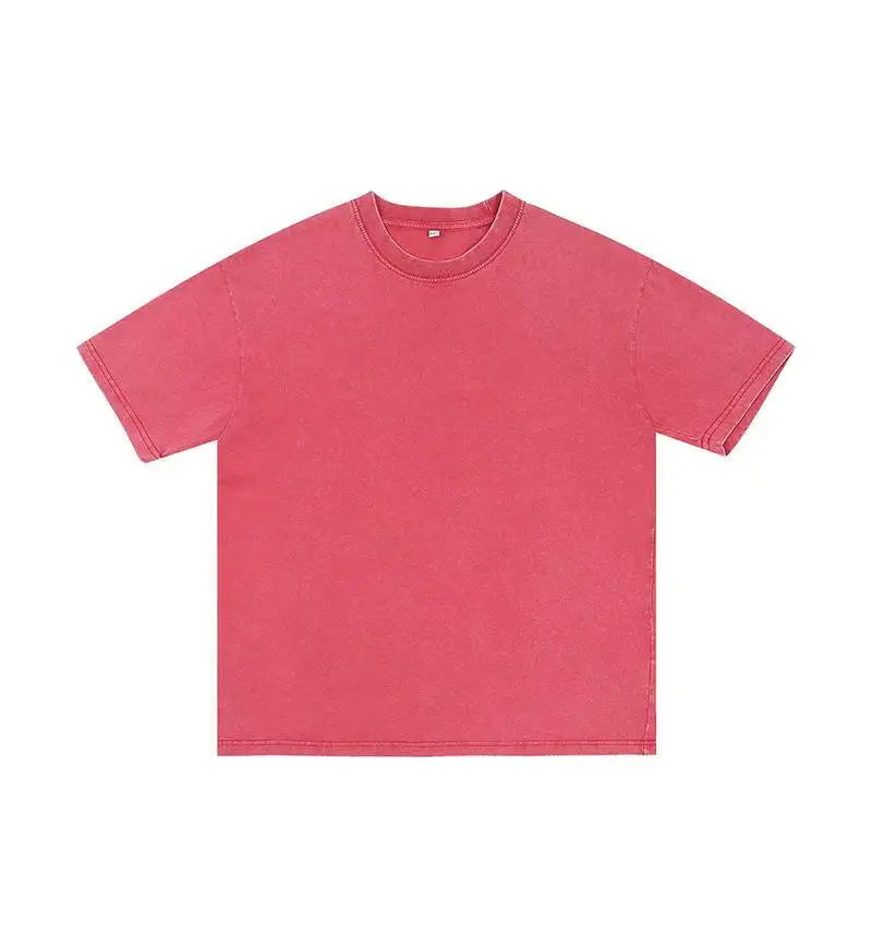 Retro Cotton T Shirt - Vintage Washed Oversized Tee | Breathable Summer Streetwear - ZOOMNSTORE