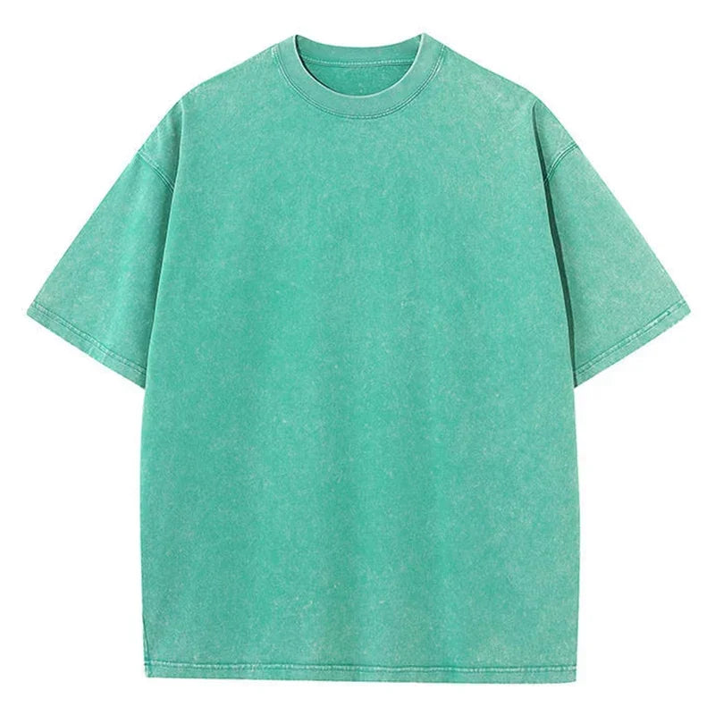 Retro Cotton T Shirt - Vintage Washed Oversized Tee | Breathable Summer Streetwear - ZOOMNSTORE