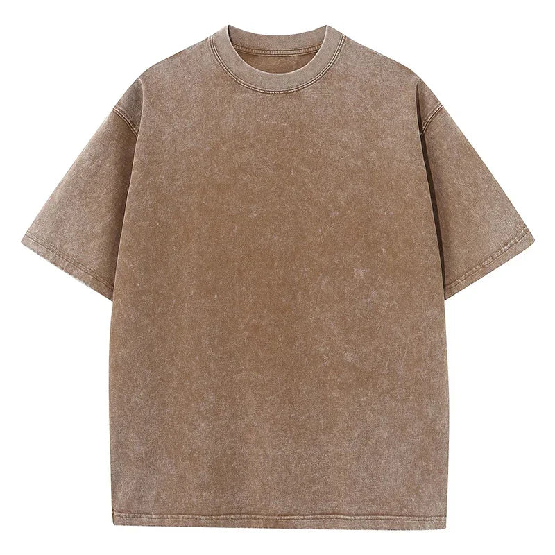Retro Cotton T Shirt - Vintage Washed Oversized Tee | Breathable Summer Streetwear - ZOOMNSTORE