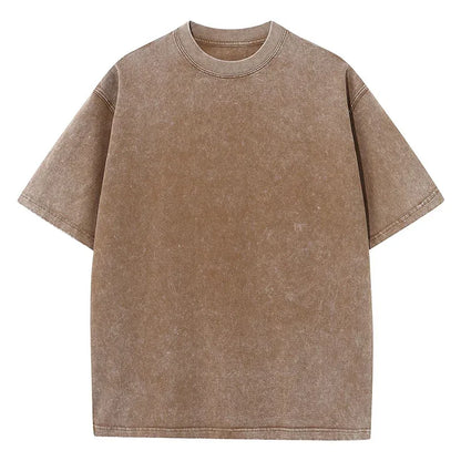 Retro Cotton T Shirt - Vintage Washed Oversized Tee | Breathable Summer Streetwear - ZOOMNSTORE