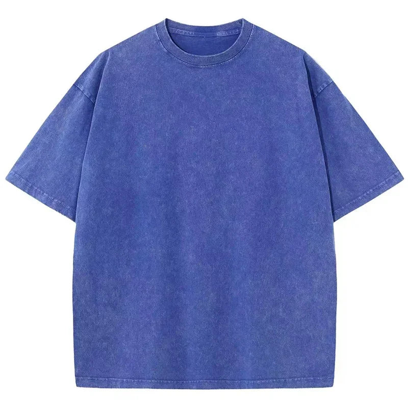 Retro Cotton T Shirt - Vintage Washed Oversized Tee | Breathable Summer Streetwear - ZOOMNSTORE