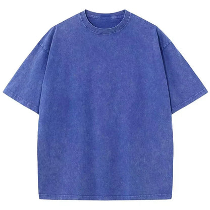 Retro Cotton T Shirt - Vintage Washed Oversized Tee | Breathable Summer Streetwear - ZOOMNSTORE