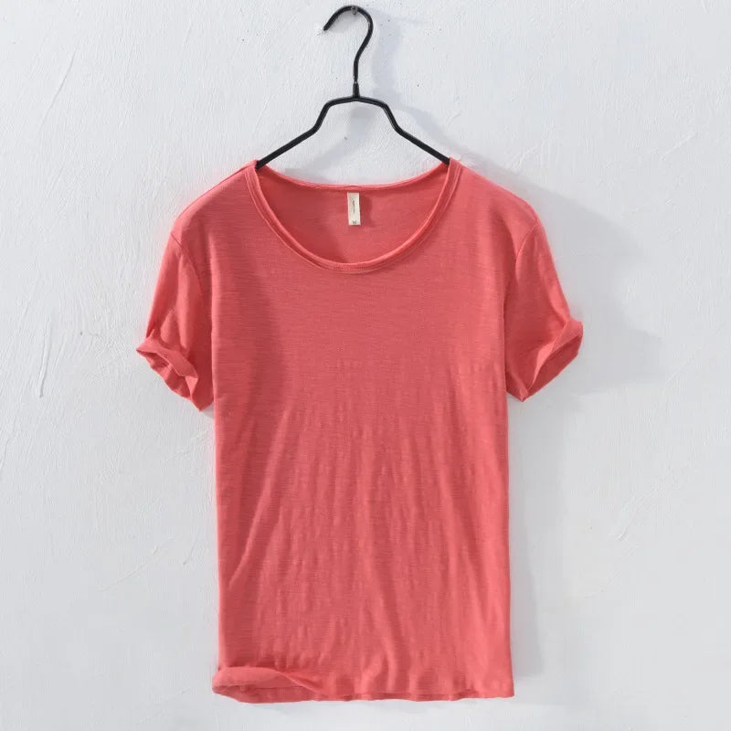 Retro Cotton T-Shirt for Men - Lightweight Slim-Fit O-Neck Casual Top - ZOOMNSTORE