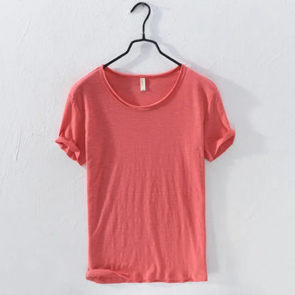 Retro Cotton T-Shirt for Men - Lightweight Slim-Fit O-Neck Casual Top - ZOOMNSTORE
