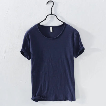 Retro Cotton T-Shirt for Men - Lightweight Slim-Fit O-Neck Casual Top - ZOOMNSTORE