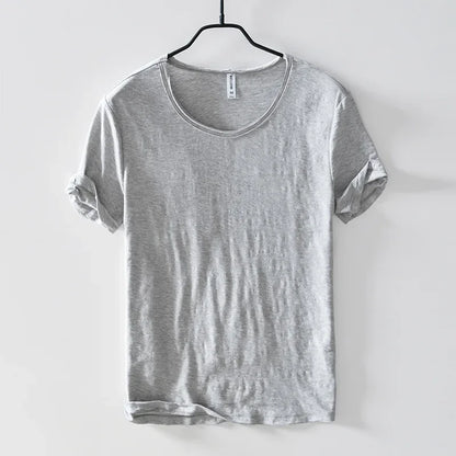 Retro Cotton T-Shirt for Men - Lightweight Slim-Fit O-Neck Casual Top - ZOOMNSTORE