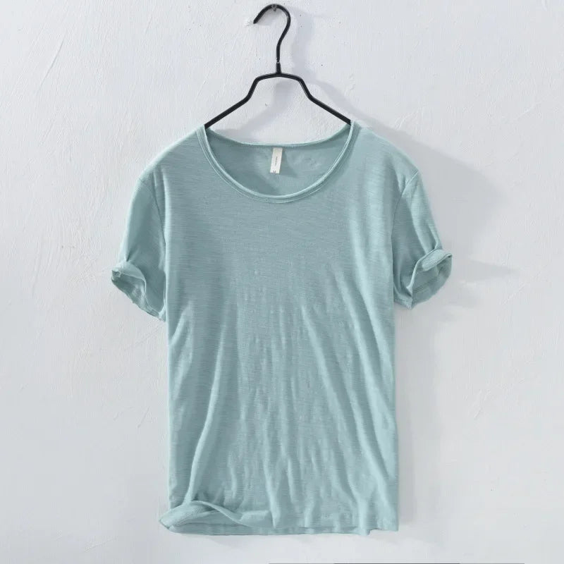 Retro Cotton T-Shirt for Men - Lightweight Slim-Fit O-Neck Casual Top - ZOOMNSTORE