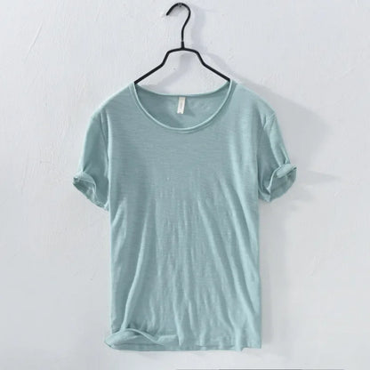Retro Cotton T-Shirt for Men - Lightweight Slim-Fit O-Neck Casual Top - ZOOMNSTORE