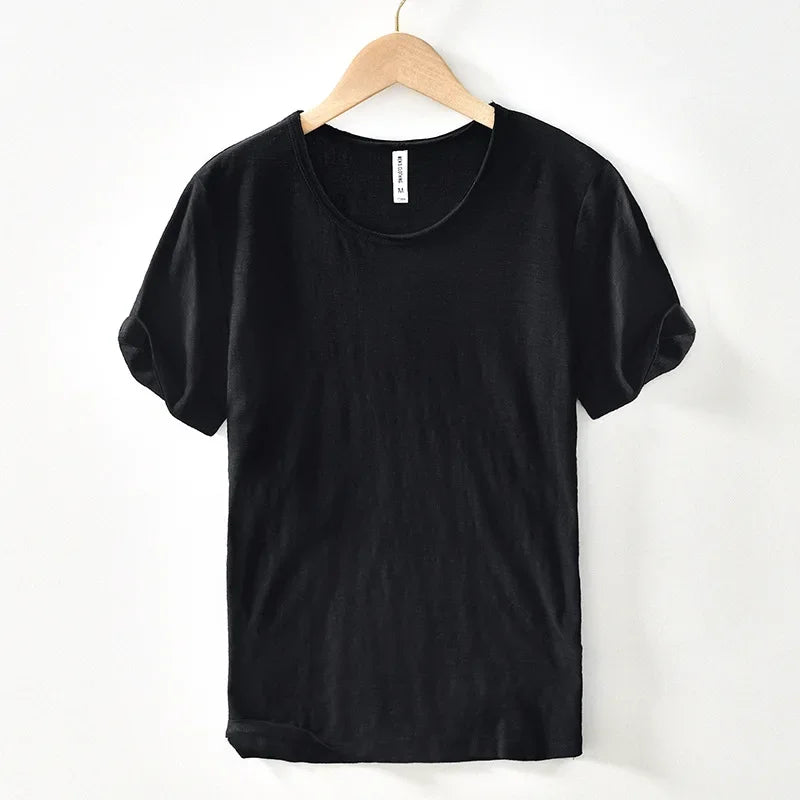 Retro Cotton T-Shirt for Men - Lightweight Slim-Fit O-Neck Casual Top - ZOOMNSTORE