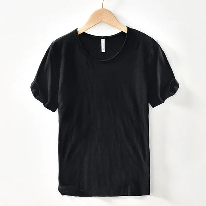 Retro Cotton T-Shirt for Men - Lightweight Slim-Fit O-Neck Casual Top - ZOOMNSTORE
