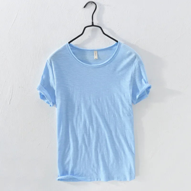 Retro Cotton T-Shirt for Men - Lightweight Slim-Fit O-Neck Casual Top - ZOOMNSTORE