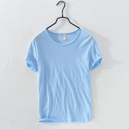 Retro Cotton T-Shirt for Men - Lightweight Slim-Fit O-Neck Casual Top - ZOOMNSTORE