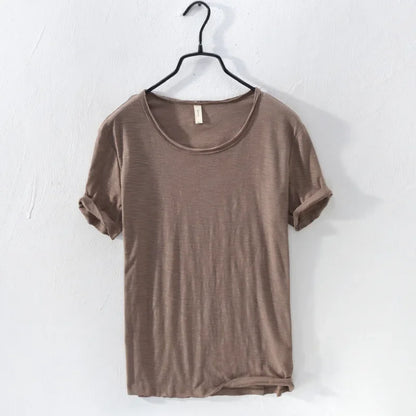 Retro Cotton T-Shirt for Men - Lightweight Slim-Fit O-Neck Casual Top - ZOOMNSTORE