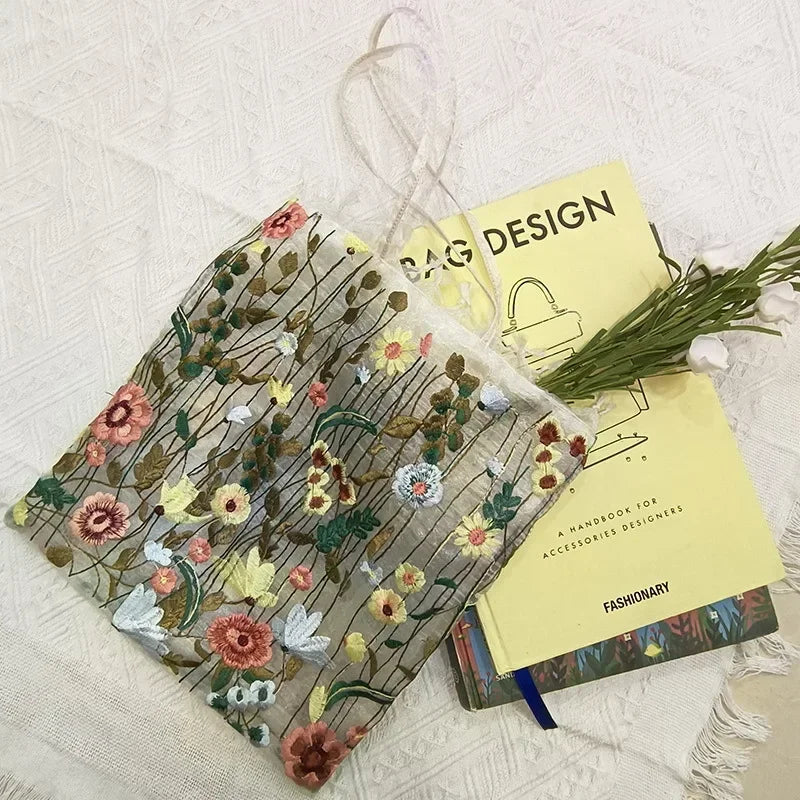 Handmade Retro Flower Embroidered Shoulder Bag - Womens Lace Tote for Beach and Art - ZOOMNSTORE